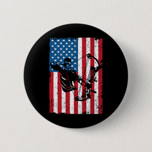 Hunting Archer American Flag Bowhunting Bowhunter  6 Cm Round Badge