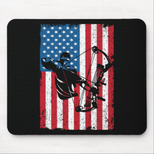 Hunting Archer American Flag Bowhunting Bowhunter  Mouse Mat