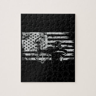 Hunting Archer American Flag Bowhunting Hunt Jigsaw Puzzle