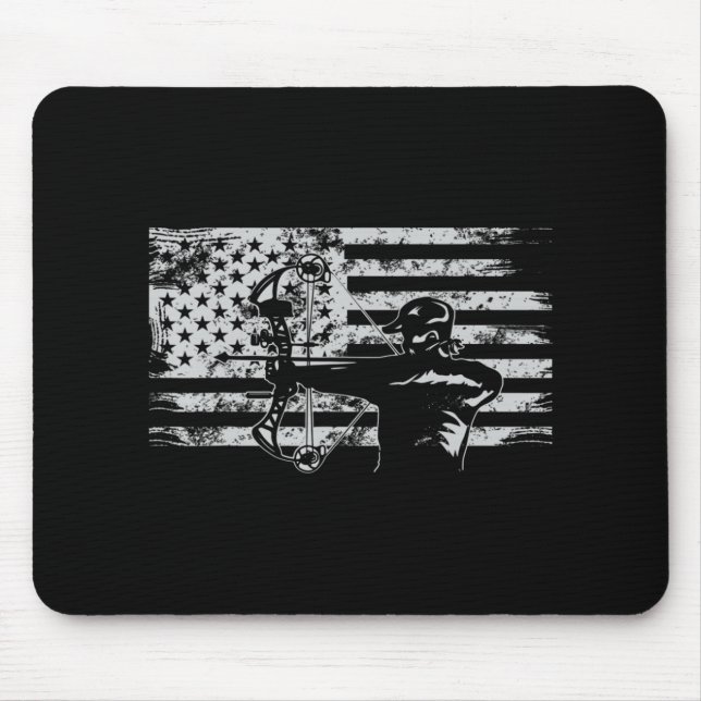Hunting Archer American Flag  Bowhunting Hunter Me Mouse Mat (Front)