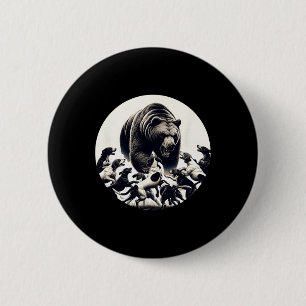 Hunting Bear Retro Dog Bear Hound Hunting  6 Cm Round Badge