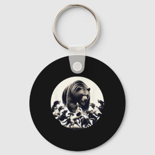 Hunting Bear Retro Dog Bear Hound Hunting Key Ring