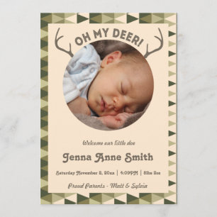 Hunting Birth Antlers Announcement Girl or boy