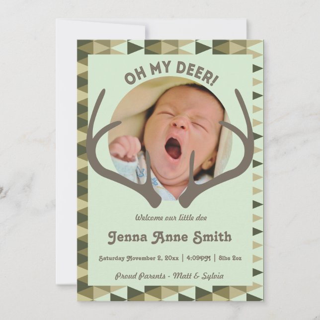 Hunting Birth Camo Announcement Girl or boy (Front)