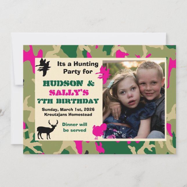 Hunting Birthday invitation, for boy an girl Invit Invitation (Front)