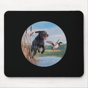 Hunting Black Labrador Lab Dog Hunting Ducks. Bird Mouse Mat