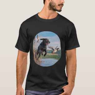 Hunting Black Labrador Lab Dog Hunting Ducks. Bird T-Shirt