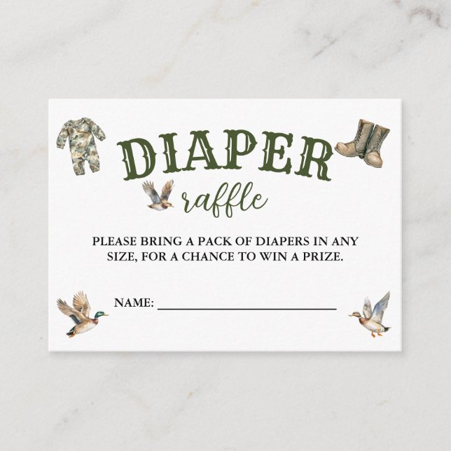 Hunting Boy Baby Shower Diaper Raffle Enclosure Card (Front)