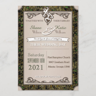 Hunting Buck And Doe Camouflage Wedding Invitation