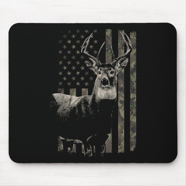 Hunting Camo American Flag Deer  Mouse Mat (Front)