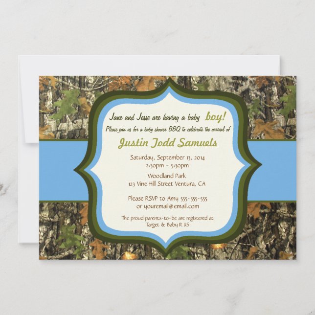 Hunting Camo Baby Boy Shower Invitation (Front)