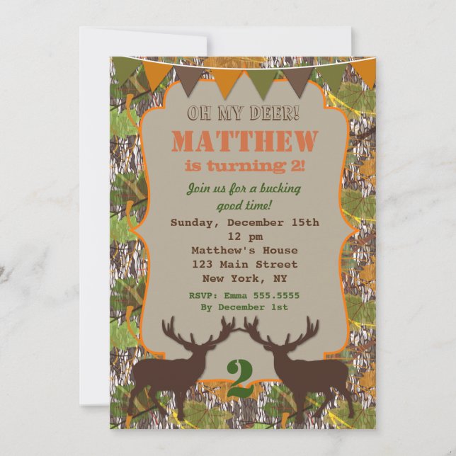 Hunting Camo Birthday Party Invitations (Front)