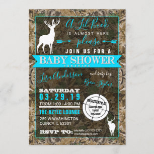 Hunting Camo Boy Baby Shower Buck Invitation