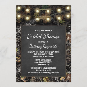 Hunting Camo Chalkboard Bridal Shower Invitations