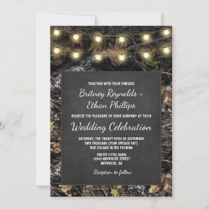 Hunting Camo Chalkboard Rustic Wedding Invitations