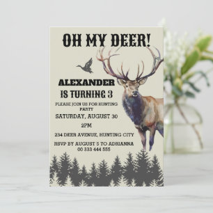 Hunting Camo Deer Kids and Men Birthday Invitation