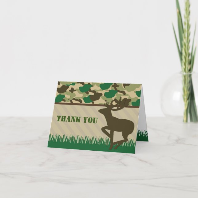 Hunting Camo Deer Thank You Note Cards (Front)