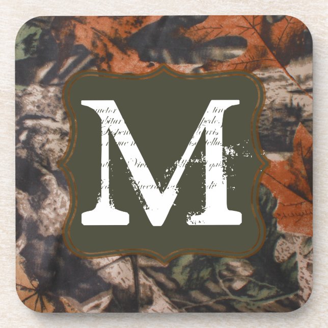 Hunting Camo Hunters Camouf Monogram Drink Coaster (Front)