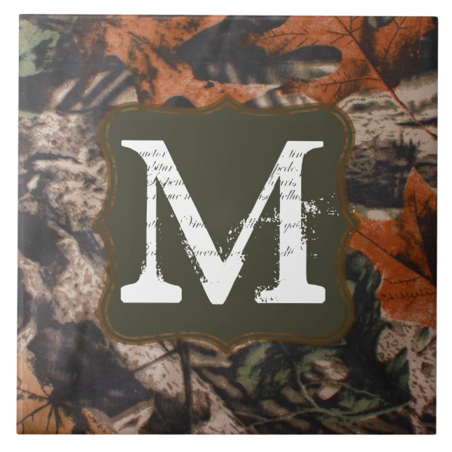 Hunting Camo Hunters Camoufl Monogram Display Tile (Front)