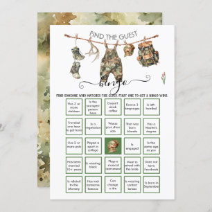 Hunting Camo little hunter Find the Guest BINGO  Invitation