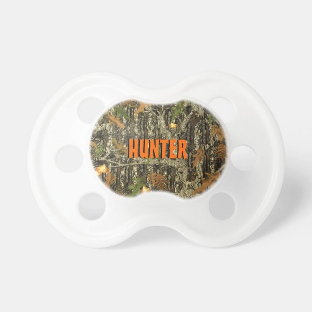 Hunting Camo Pacifier w/ Personalised Name (Front)