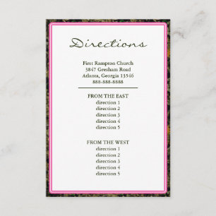 Hunting Camo Pink Custom Wedding Directions Enclosure Card