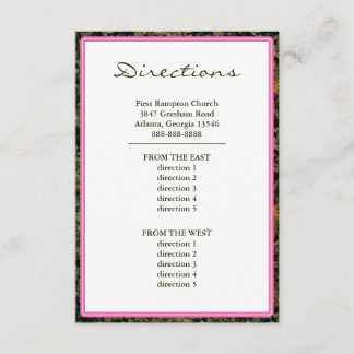Hunting Camo Pink Custom Wedding Directions Enclosure Card