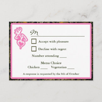 Hunting Camo Pink Custom Wedding RSVP Invitation