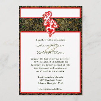 Hunting Camo Red Custom Outline Colour Invite
