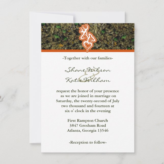 Hunting Camo Wedding Invitation (Front)