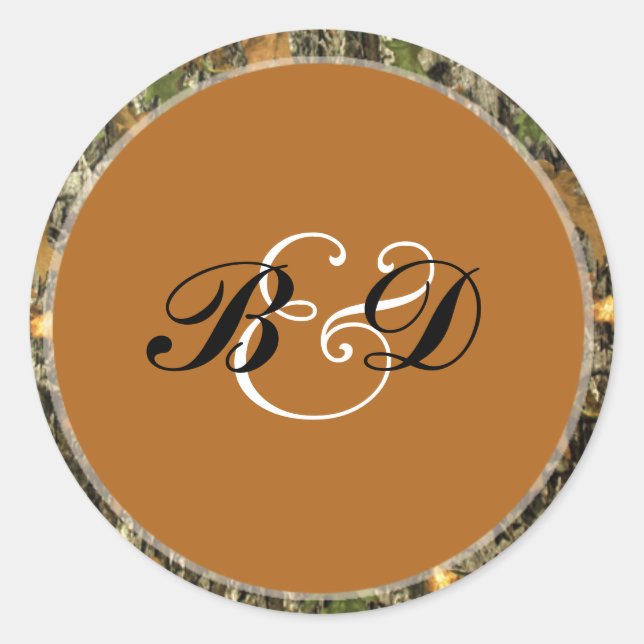 Hunting Camo Wedding Stickers (Front)
