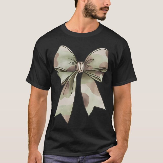 Hunting Camouflage Old Camo Bow Camo Coquette Bow T-Shirt (Front)