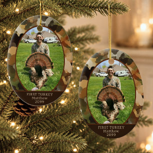 Hunting Camouflage One Photo Personalised Ceramic Tree Decoration