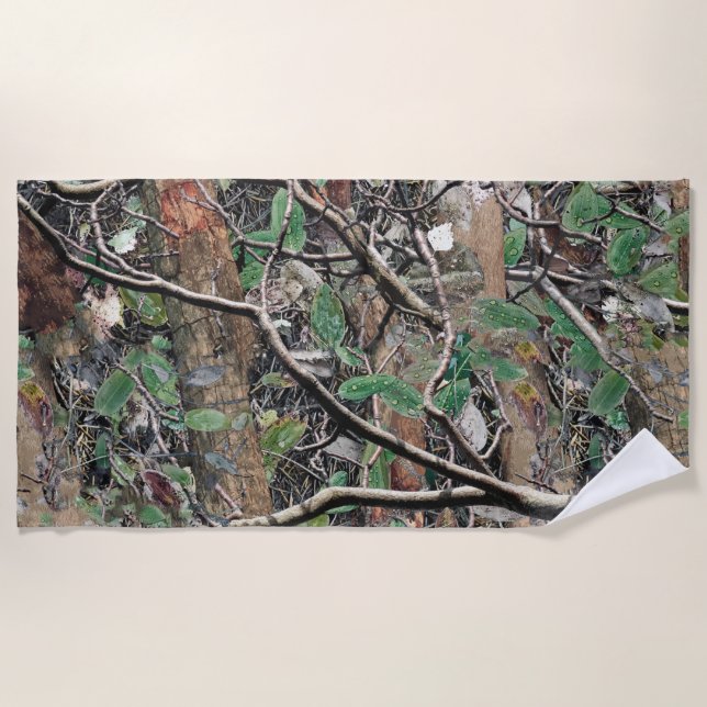 Hunting Camouflage Pattern 4 Beach Towel (Front)
