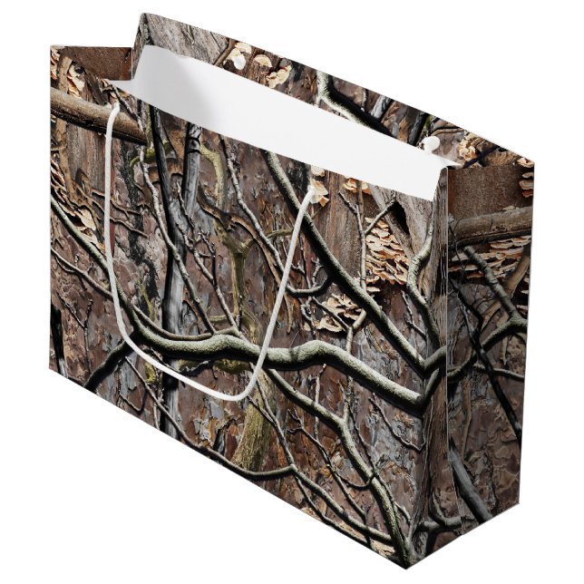 Hunting Camouflage Pattern 8 Large Gift Bag (Front Angled)