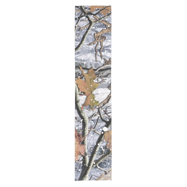 Hunting Camouflage Snow Pattern 3 Short Table Runner (Front)