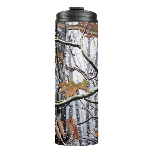 Hunting Camouflage Snow Pattern 3 Thermal Tumbler (Front)