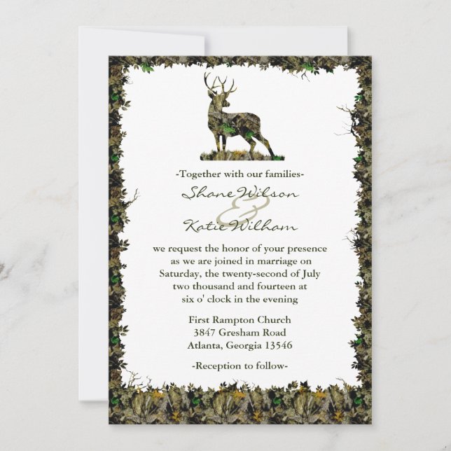 Hunting Camouflage wedding invitation (Front)