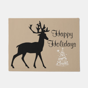 Hunting christmas deer tree doormat