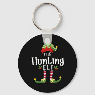 Hunting Christmas Elf Matching Pajama X-mas Party Key Ring