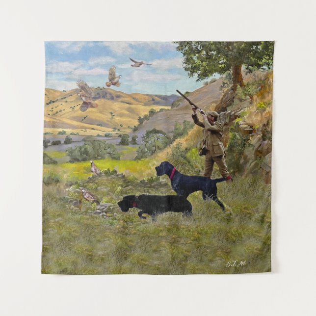 Hunting Chukar partridge  Tapestry (Front)
