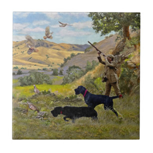 Hunting Chukar partridge  Tile