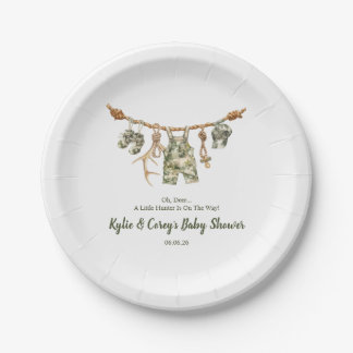Hunting Clothesline Camo Boy Baby Shower Paper Plate