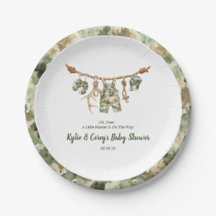 Hunting Clothesline Camo Boy Baby Shower Paper Plate