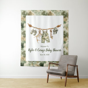 Hunting Clothesline Camo Boy Baby Shower Tapestry