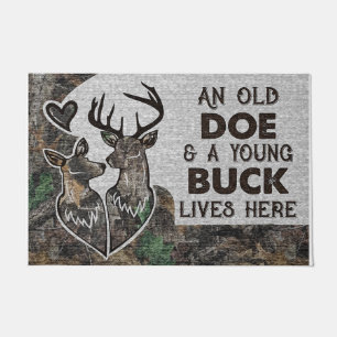 Hunting Couple Mat, An Old Doe and A Young Buck Doormat