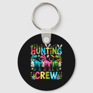 Hunting Crew Easter Three Cute Bunnies T-rexes Hun Key Ring