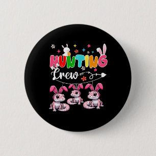Hunting Crew Three Easter Bunny Geckos Hunting Egg 6 Cm Round Badge