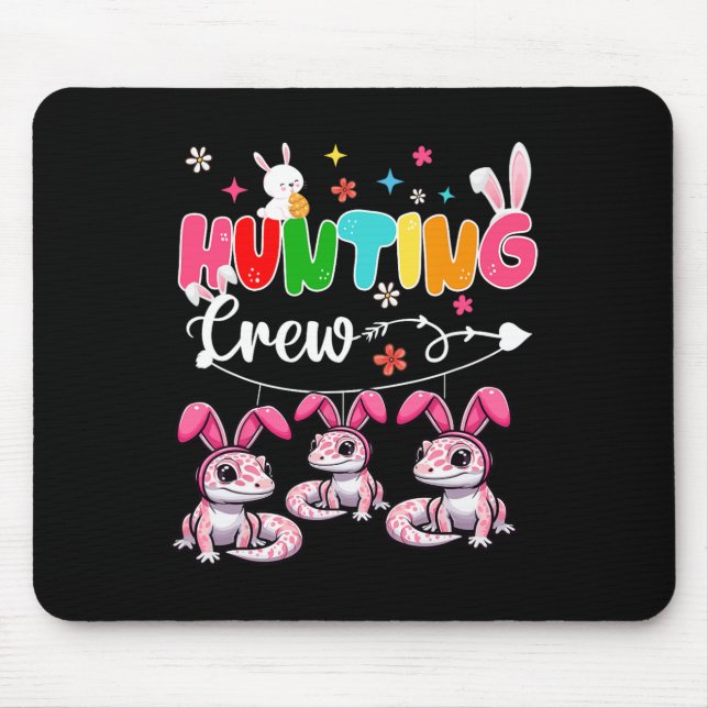 Hunting Crew Three Easter Bunny Geckos Hunting Egg Mouse Mat (Front)