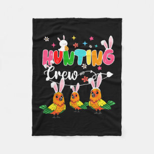 Hunting Crew Three Easter Bunny Sun Conures Huntin Fleece Blanket